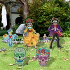 Dia dos Decorações Mortos 5Pcs Halloween Yard Signs Decorações ao ar livre Dia De Los Muertos Decor Sugar Skull Sign Waterproof Mexican Fiesta Festival Halloween Party Suprimentos para o jardim gramado pátio - Zhynice