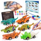 Dinosaur Toys faentwc Kits de pintura 2 em 1 com carros Pull Back