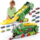 Dinosaur Truck Toy Intoypad se transforma em triceratops com conjunto de pista de corrida com 4 carros para crianças de 3 a 8 anos