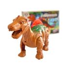 Dinossauro 23cm Brinquedo Infantil com Escamas Realistas Luz Som Imitando Dinossauro e Chifres Possui Movimento