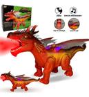 Dinossauro De Brinquedo Solta Fumaça Com Som E Luz Led Anda - Europio