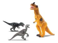 Dinossauro Tiranossauro Rex Com Som + 2 Dinossauros Pequenos