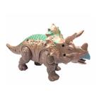 Dinossauro Triceratops 23cm Brinquedo Infantil com Escamas Realistas Luz Som e Chifres em Movimento