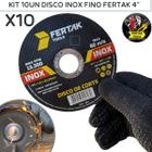 Disco de Corte Kit 10un Para Ferro Aço ou Inox 4" Fertak Tools 115mm x 1.0mm Furo 22mm Para Esmerilhadeira, Lixadeira.