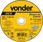 Disco de Corte para Aço 115mm x 1,0mm x 22,23mm DCV Kit Com 25 Unidades Vonder