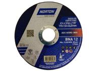 Disco de corte para Aço e Aço Inox 4 1/2" 115 x 1 x 22,23mm BNA 12 - Norton
