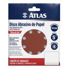 DISCO DE LIXA COM tiras autocolantes 125MM GRÃO 100 KIT COM 5 UNIDADES ATLAS