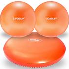 Disco Inflavel Equilibrio + 2 Overball para Pilates 25cm Laranja Liveup Sports