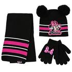 Disney baby girls Toddler Minnie Mouse Winter Hat, Scarf, and Gloves Or Mittens Ages 2-4 4-7 Cold Weather Hat, Gloves Black/Pink, Years US