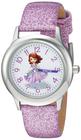 Disney Girls Princess Sofia Inoxidável Aço Analógico-Quartzo relógio com cinta sintética de couro, roxo, 15 (Modelo: WDS000269)