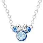 Disney Minnie Mouse Birthstone Joias, Colar pendente do mês de nascimento de março, banhado de prata, cristal azul aquático