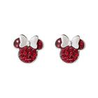 Disney Minnie Mouse Birthstone Joias para mulheres, Sterling Silver Pave Brincos de Cravo de Cristal, Janeiro