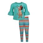 Disney Moana Toddler Girls' 2-Piece Long-Sleeve High Low Top & Leggings Set (Azul, 3T)