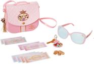Disney Princess Style Collection World Traveler Bolsa Set Bag com alça, óculos de sol, chave com charme, 5 moedas e 8 notas de papel para meninas de 3 anos