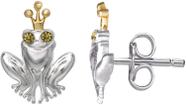 Disney's The Princess and the Frog Brincos, Sterling Silver with Gold Plating, Cubic Zirconia Studs