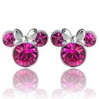 Disney Women's Jewely Minnie Mouse Silver Plated October Crystal Birthstone Stud Brincos