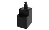 Dispenser Coza para detergente líquido e esponja 500ml, Preto, linha Singla 8 cm x 10,5 cm x 18,2 cm