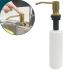 Dispenser Detergente Dourado Brilhoso De Embutir 350ml Bancada Cozinha Porta Sabonete Líquido Dosador Aço Inox 304 Embutido Pia Cuba Gold