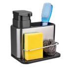 Dispenser Detergente Sabao Liquido 3 Em 1 Aço Inox Porta Esponja Escorredor Bucha Cozinha Limpeza Organizador