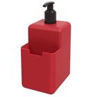 Dispenser Dispensador Detergente Líquido Organizador Porta Sabão Esponja Single Vermelho Coza