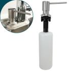 Dispenser dosador Detergente 320ml Inox 304 bico reto Bancada de embutir cozinha porta sabonete liquido escovado - Dona D.cor