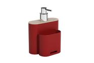 Dispenser para Detergente Flat em Plástico Vermelho/Cinza 9x13x16,5cm 500ml - Coza