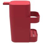 Dispenser Porta Detergente e Esponja 600ml Soprano Organizador de Cozinha Vermelho