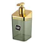 Dispenser Porta Sabonete Líquido Slim Translúcido Metalizado Preto Dourado UZ545-PRDR