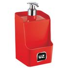 Dispenser Slim Valvula Metalizada Plástico Porta Detergente Esponja Pia Cozinha