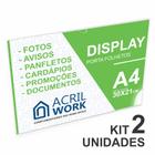 Display Acrílico Parede A4 Horizontal Sanduíche Kit Com 2