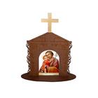 Display Enfeite de Mesa Religioso Capelinha Oratório São José 20cm Mdf Madeira Imbuia