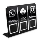 Display Placa 3 em 1 Rede Social Pix Instagram Qr Code Preto