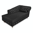 Divã Chesterfield 165 cm Capitonado com Strass Suede Preto - D'Rossi - DROSSI