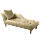 Divã Chesterfield Anna Recamier 160cm Via Encanto Veludo Bege Areia Lado Esquerdo