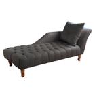 Divã Chesterfield Anna Recamier 160cm Via Encanto Veludo Cinza Lado Direito