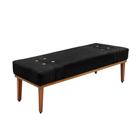 Divã Recamier Banco Base Madeira para Quarto Gênova 160cm Suede Preto S04 - D'Rossi - DROSSI