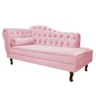 Diva Recamier Juliana 130cm Lado Direito Suede Rosa Bebê - Amarena Móveis