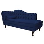 Divã Recamier Sofá Juliana 140cm Lado Direito Suede Azul Marinho - AM Decor