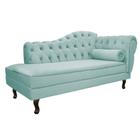 Divã Recamier Sofá Juliana 160cm Lado Esquerdo Suede Azul Tiffany Sala de Estar Recepção Quarto Escritório Capitonê Luis XV - AM Decor