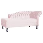 Divã RECAMIER STYLOS Lado Esquerdo Suede Rosa Bebê - MALTA DECOR