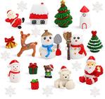 DIYASY Natal Miniatura Estatuetas, 30 Pcs Mini Artesanato Resina Papai Noel Boneco de Neve Ornamentos Kit de Enfeites de Alce para DIY Natal Fairy Jardim e Globos de Neve