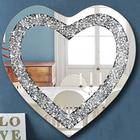 DMDFIRST Crystal Crush Diamond Heart Shaped Silver Mirror para decoração de parede 24x24x1 polegadas Wall Hang Frameless Mirror acrílico Diamond Décor.