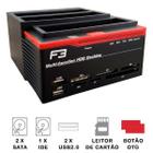 Dock station f3 usb 3.0 2x sata 1x ide leitor de cartão clone