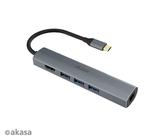 Dock station usb c hub tipo-c 3 portas usb 3.0 hdmi 4k rj45 ethernet gigabit 1000 mbps - akasa