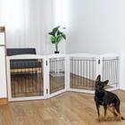 Dog Gate ZJSF Freestanding Dobrável Extra Largo de Madeira Branco