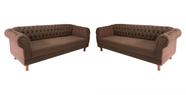 Dois Sofás Chesterfield Capitone Duque Suede Marrom