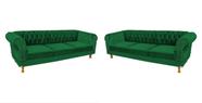 Dois Sofás Chesterfield Capitone Duque Suede Verde Bandeira - NOVO ENCANTO