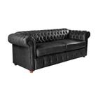 Dois Sofás Chesterfield Capitone Luis XV Vicenzo - Couro Eco Preto 2M / Decoração, sala tv, recepção