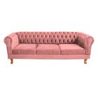 Dois Sofás Chesterfield Duque 3 lugares 1,80 - Suede Rosa / sala de estar, recepção, barbearia - Novo Encanto