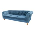 Dois Sofás Chesterfield Duque 3 lugares 2M - Suede Azul Petróleo / sala de estar, recepção, barbearia